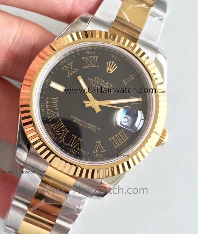 Copy Rolex Datejust 2 Oyster Band Watch Black Roman Dial